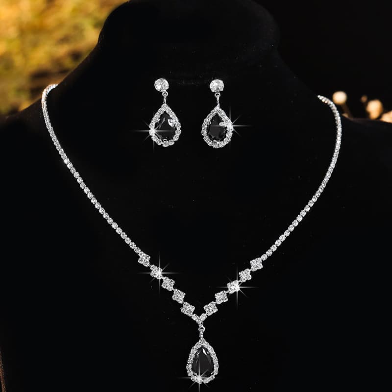 hot selling exquisite claw chain necklace earrings set two piece set water drop necklace clavicle chain evening accessories for women