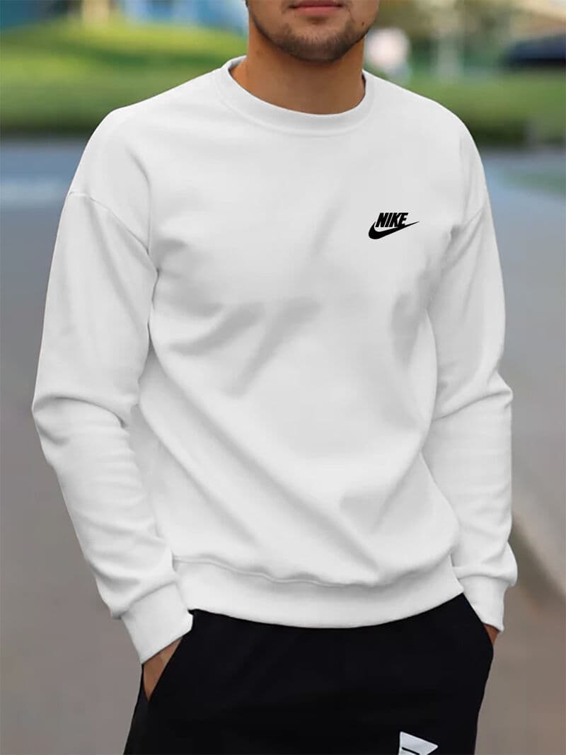 Sweat-shirt imprimé couleur unie chaud à col rond pour hommes, nouvelle collection automne et hiver