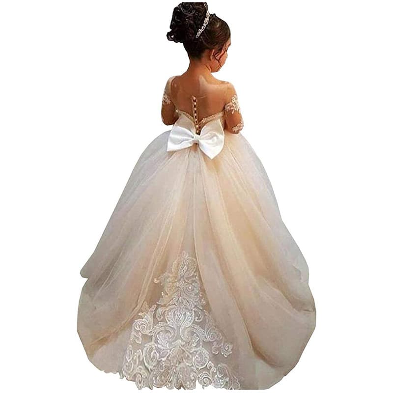 Mother&Kids Children's Dress Girls Pompadour Dress Children's Princess Dress Piano Performance Flower Child Wedding Dress Long Train Dress