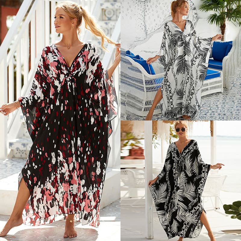 Women's Lightweight Rayon Beach Cover Up Tunic Long Boho Kimono Swimwear Wrap Sun Protection Summer Vacation Resort Wear​​