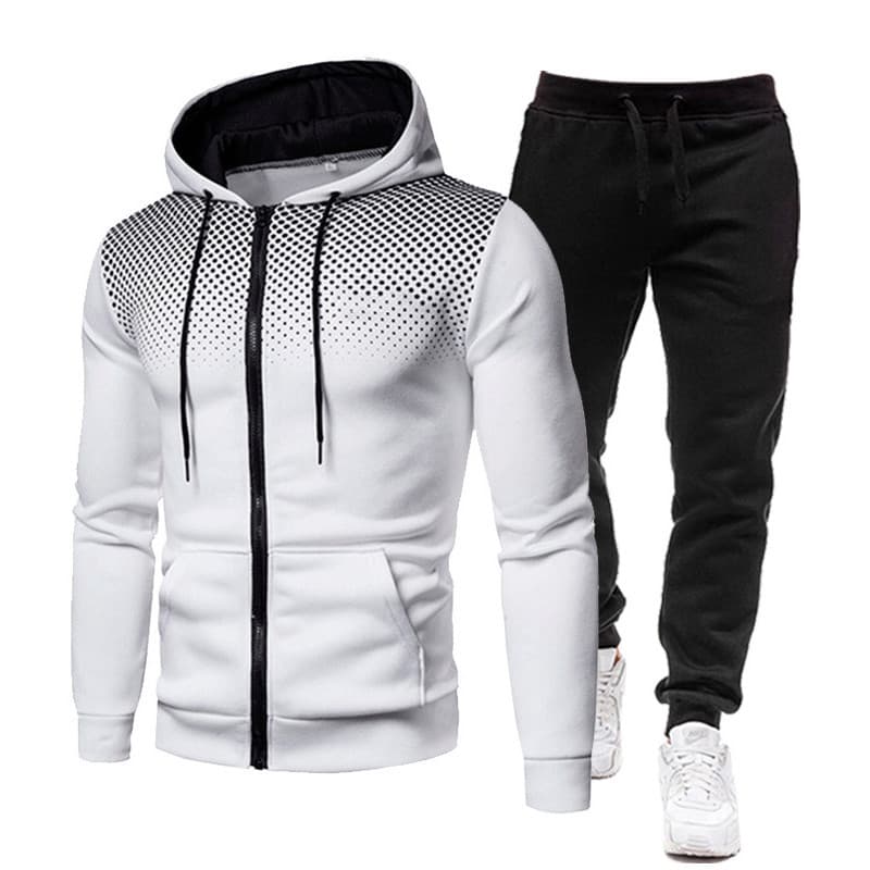 Men's Clothing New Men's Sportswear Hooded Cardigan Fashion Printed Sweater Jacket Spring and Autumn Casual Personality Two-piece Set