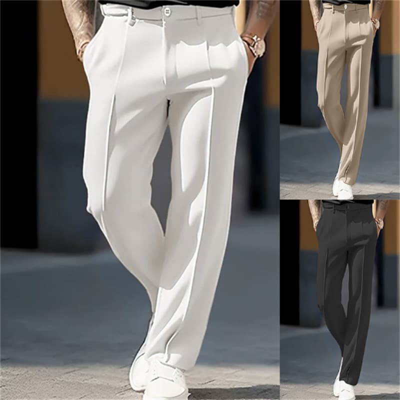 Men's Clothing Men's Straight Leg Business Suit Trousers, Loose Casual Drape Suit Trousers