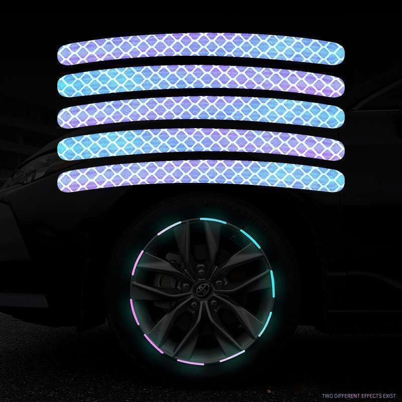 Car Wheel Hub Reflective Seven Color Laser Luminous Tire Anti-collision Sticker With Personalized Creativity, Motorcycle
