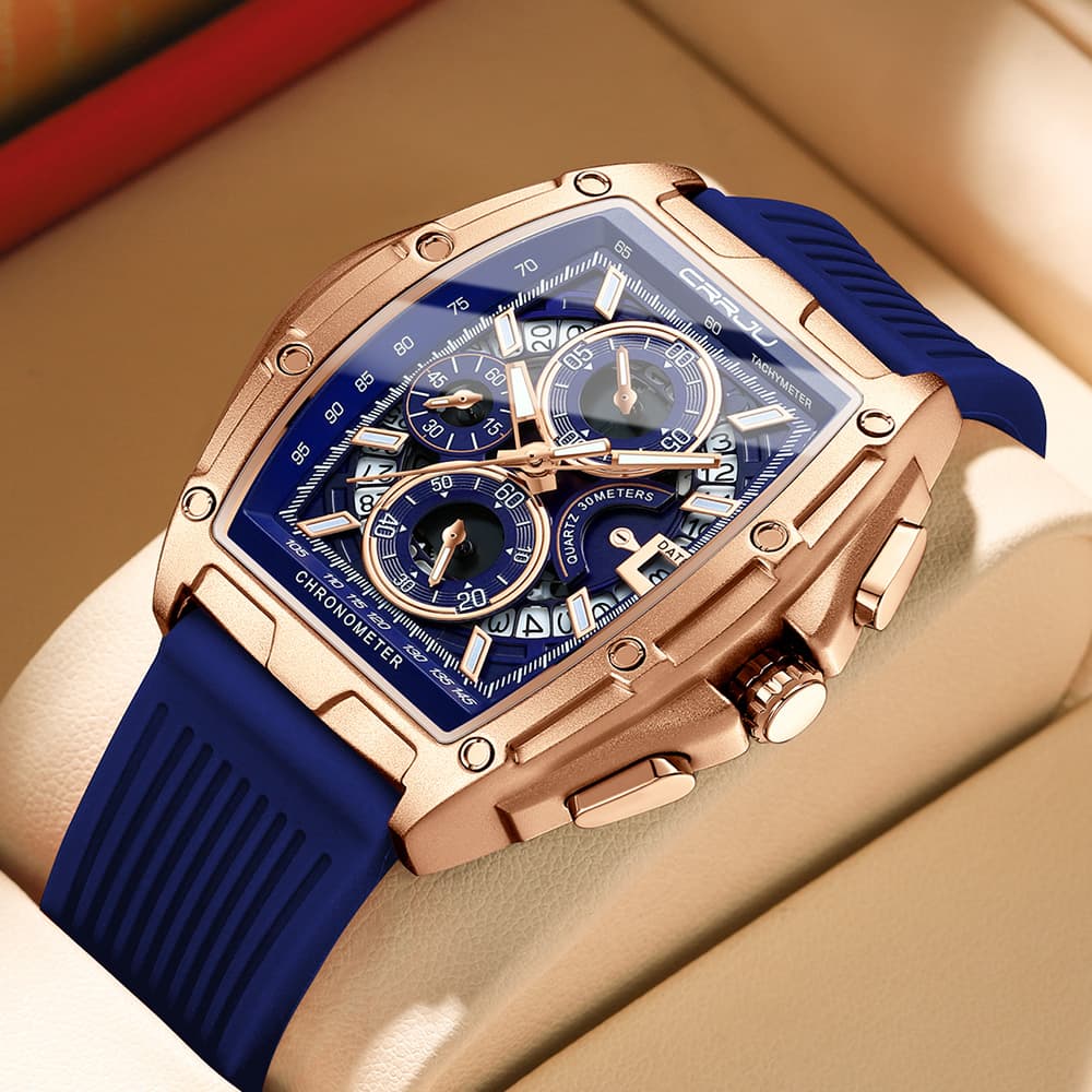 Top Brand Men's Watches Luxury Square Quartz Wristwatch Waterproof Luminous Chronograph Watch For Men Date Clock