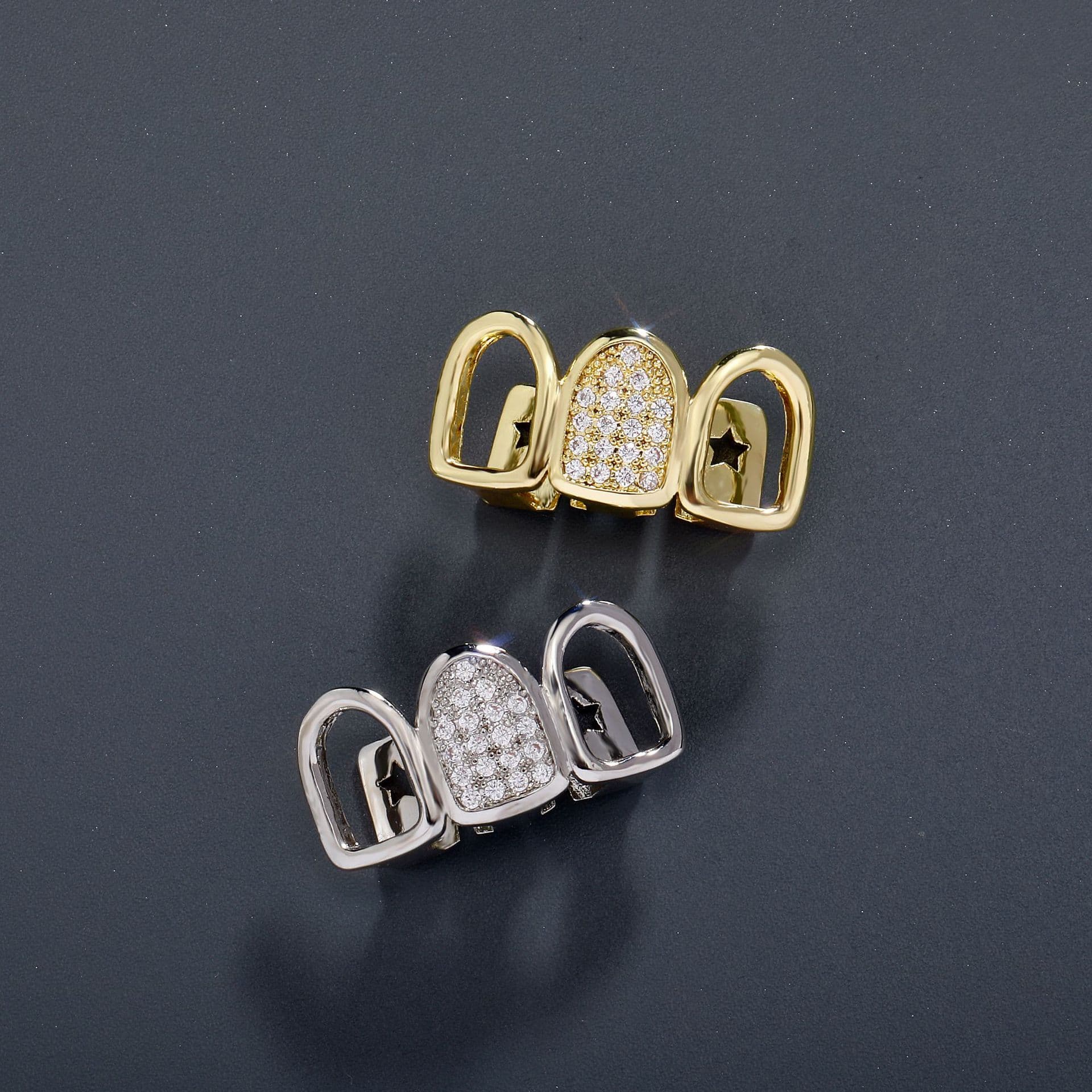 Hollow Out Rhinestone Grillz Halloween Hip Hop Teeth Jewelry