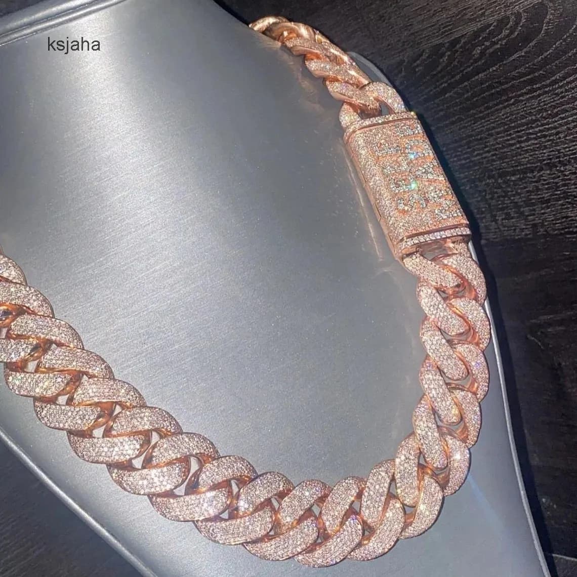 12 MM VVS Moissanite Dia Thick Cuban K Chain Sterg Sier 24 Inches Necklace Men-Iced Hip Hop Weddings Parties
