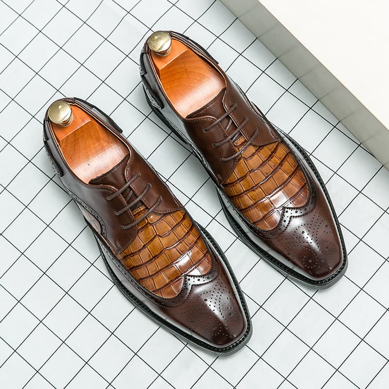 Chaussures de mariage pointues en cuir de grande taille pour marié, style brogue décontracté, style formel, style business, nouvelle collection