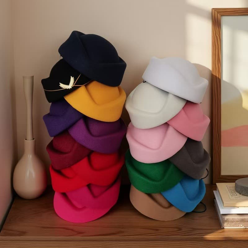 Multicolor Flight Attendant Etiquette Band Performance Waitress Hotel Women's Fashion Versatile Beret Woolen Hat