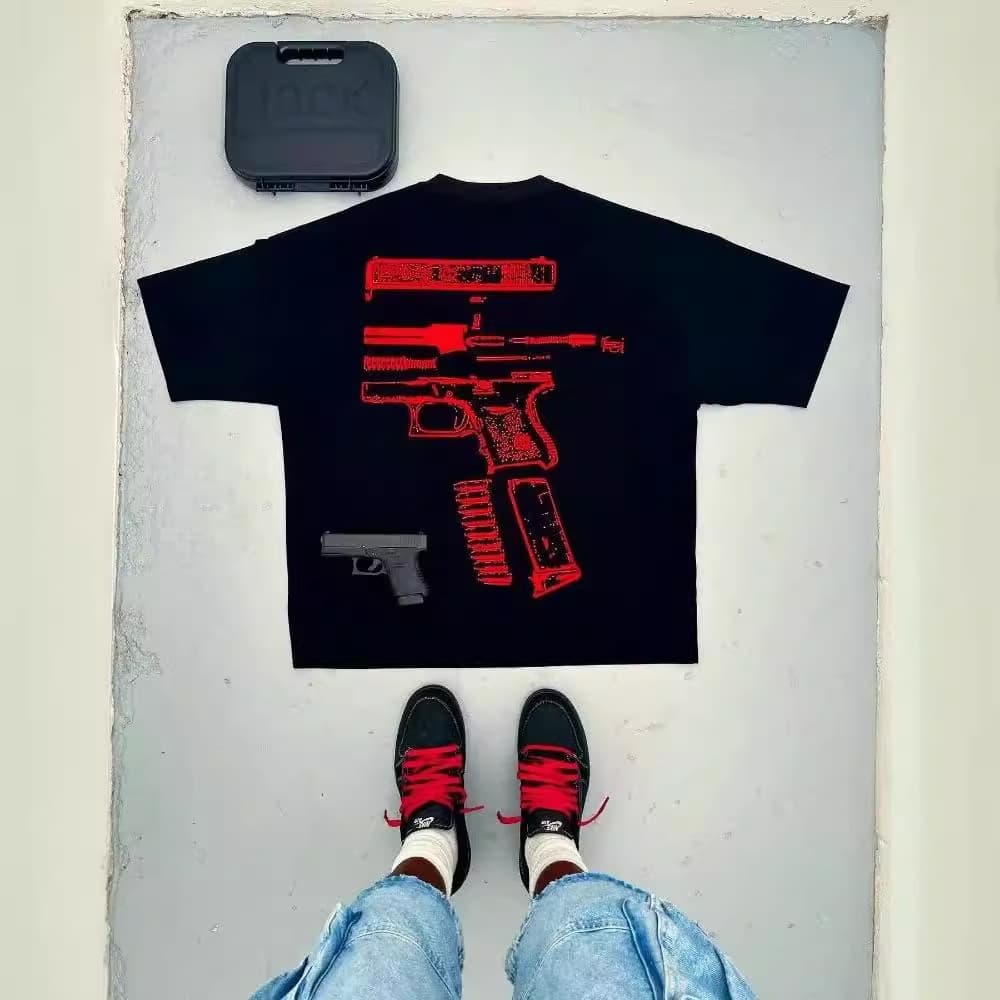 Men's T-Shirt Y2K Shirt Men's Harajuku Hip Hop Trust Graphic Print Crew Neck Cotton Oversized T-Shirt