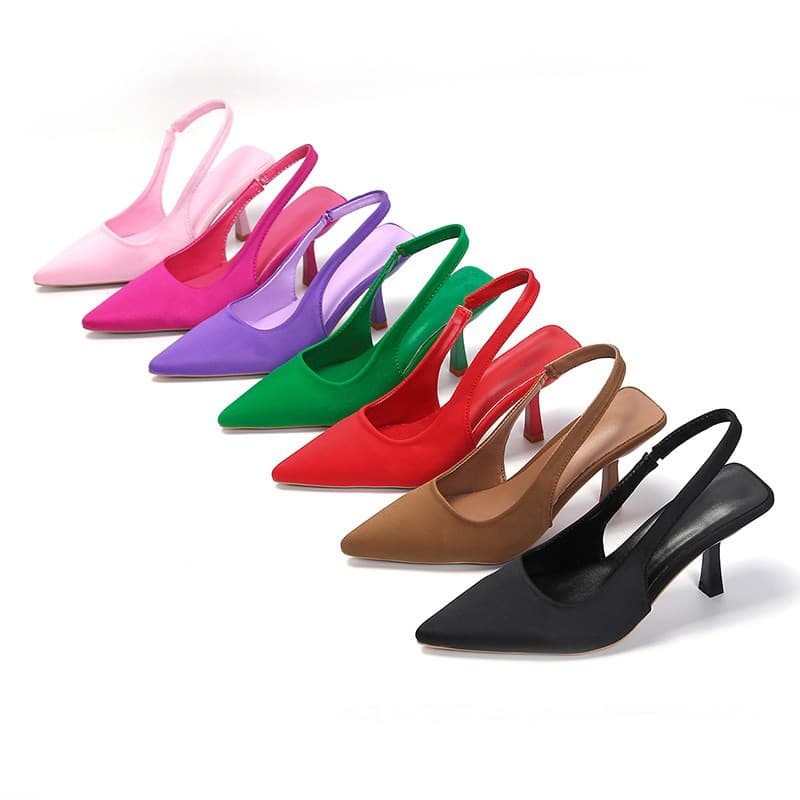 Large-size High-heeled Sandals Wrapped Head After Empty Post-trip Strap New Shallow Mouth Pointed Single-shoe Stiletto Heels