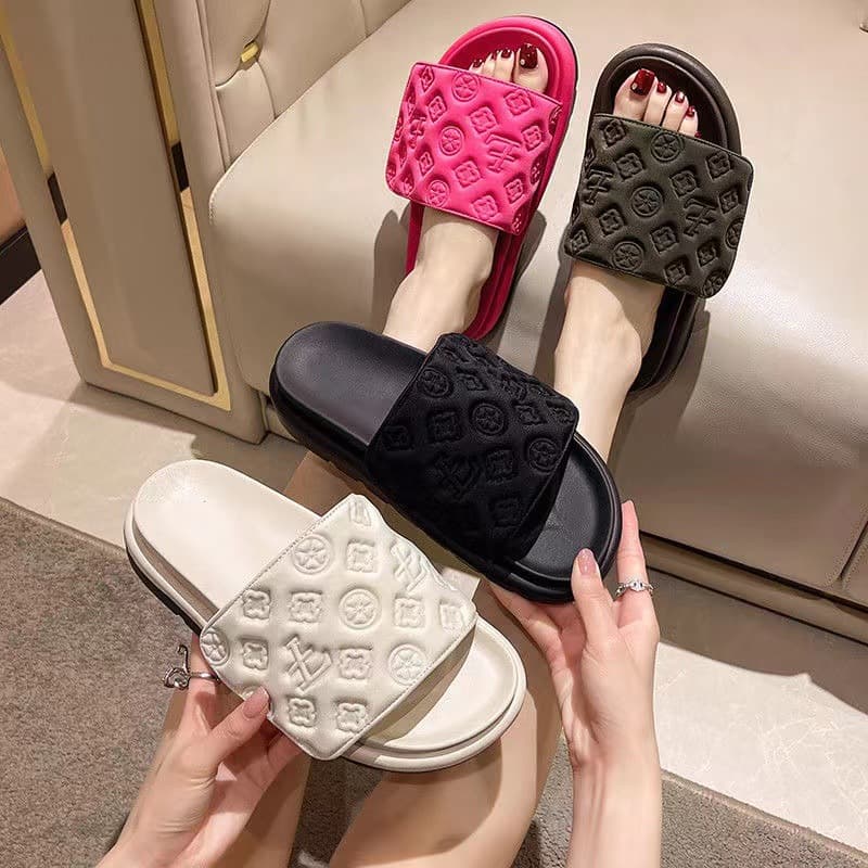 Women's European American Style Printed Platform Sandals Velcro Apricot EVA Slippers For Summer Popular Online Style