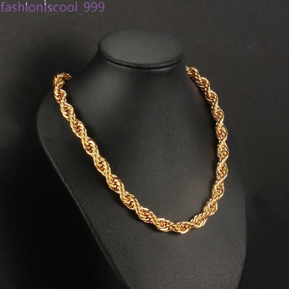 Artificial Heavy Fashion Giant Pure Stainless Steel Big Solid Rope Gold Plated Jewelry Chain Necklace For Men