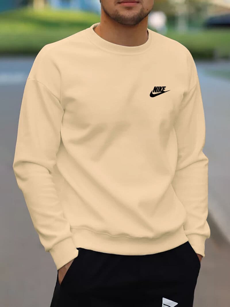 Sweat-shirt imprimé couleur unie chaud à col rond pour hommes, nouvelle collection automne et hiver