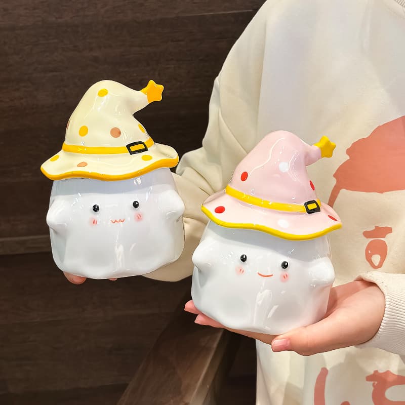 Quirky Ghost Mug With Lid Ceramic Graduation Girlfriend Gift Souvenir Water Cup