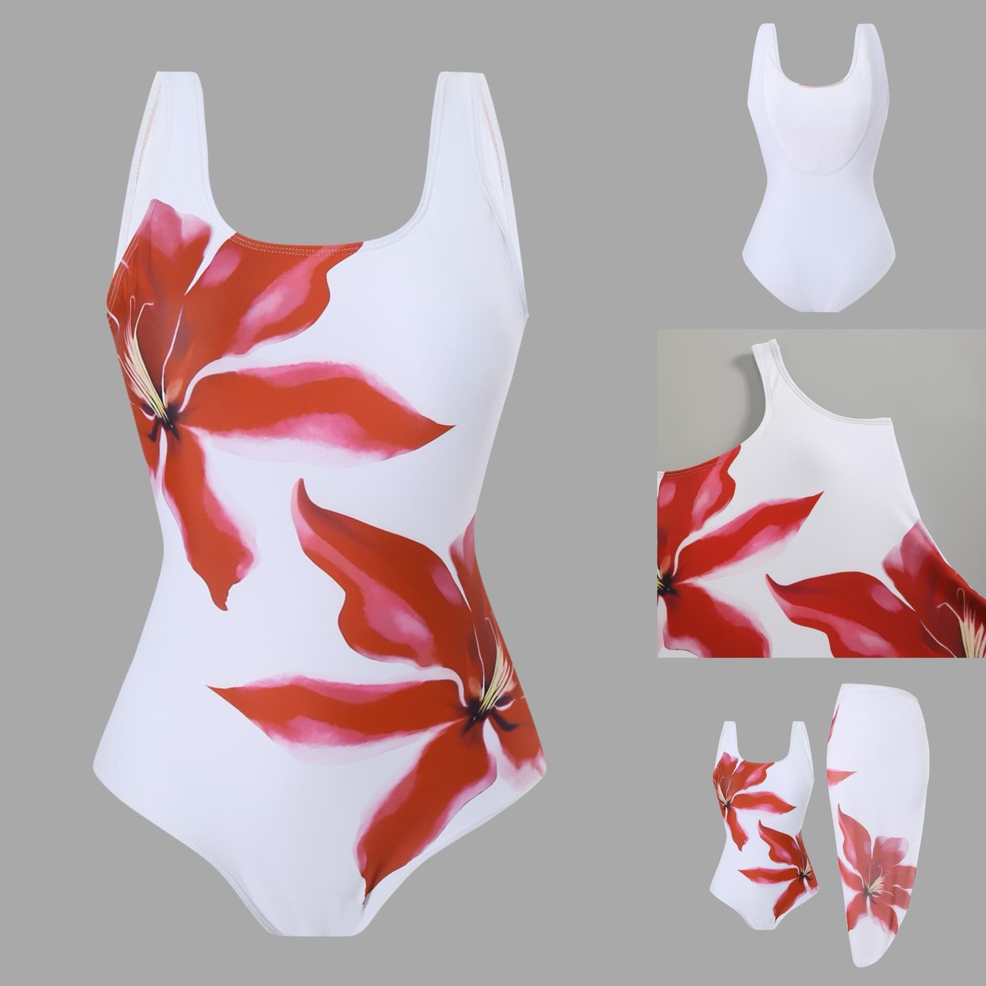 Women's Clothing Positioning Printing Sexy Beach Skirt Bikini Hot Spring Swimsuit Suit