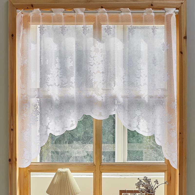 Lace Auspicious Flower Daisy Gauze Curtain Bay Window Balcony Study Door Curtain Bedroom Curtain Coffee Curtain
