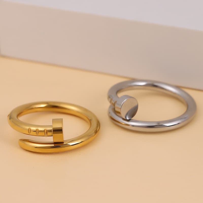 Minimalist Fashion Nail Titanium Steel High-End Light Luxury Couple Rings Niche Personality Ring In Stock Wholesale