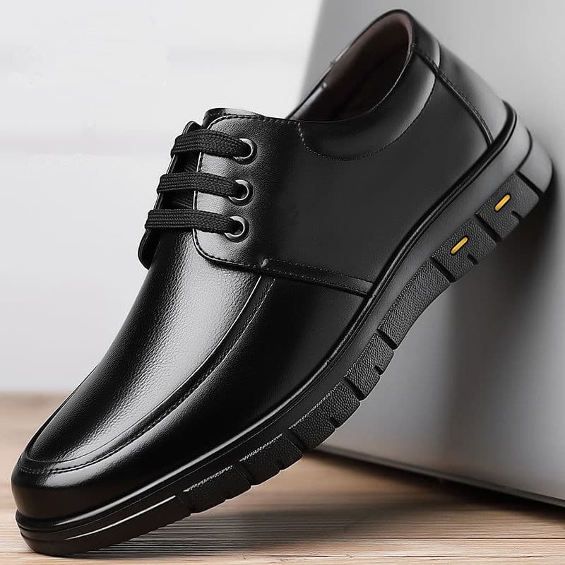 Men's Casual Autumn Business Formal Men's British Height Increasing Suit Black High-end Soft Leather Shoes Men