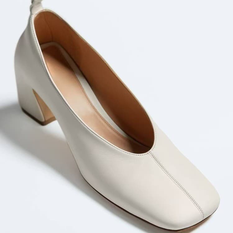 Retro Square Toe Women's Genuine Leather Shoes High Heels Versatile Commuting Spring Autumn New Style