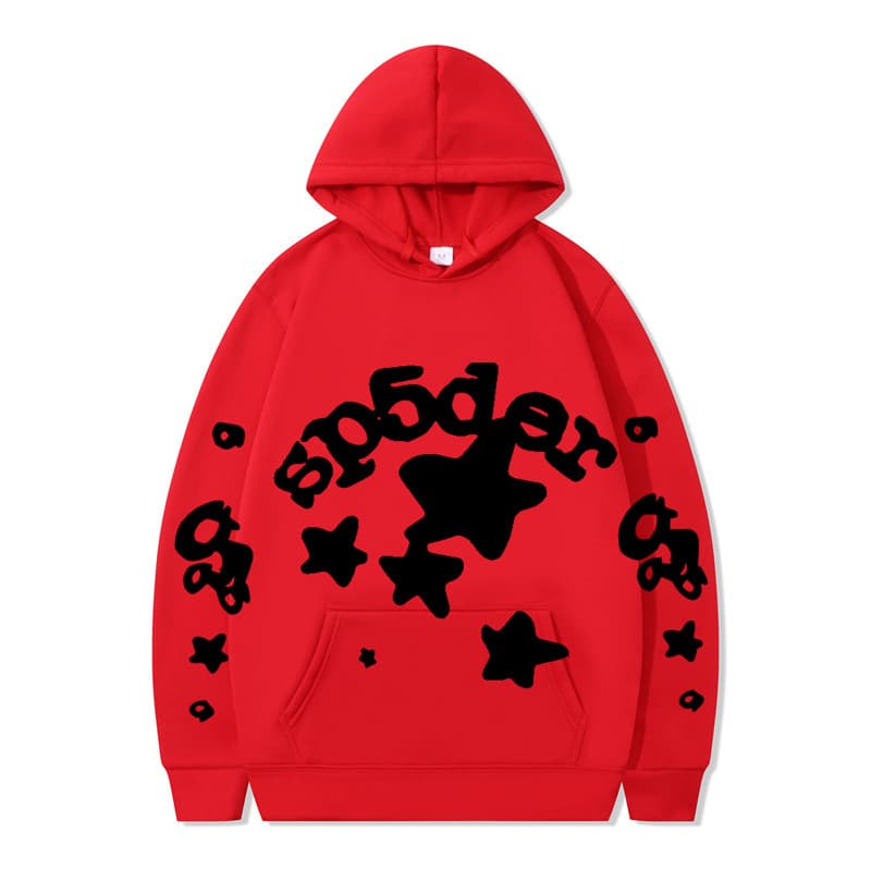 Sweat à capuche unisexe SP5DER imprimé toile d'araignée, marque tendance européenne et américaine, grandes tailles, coupe ample.
