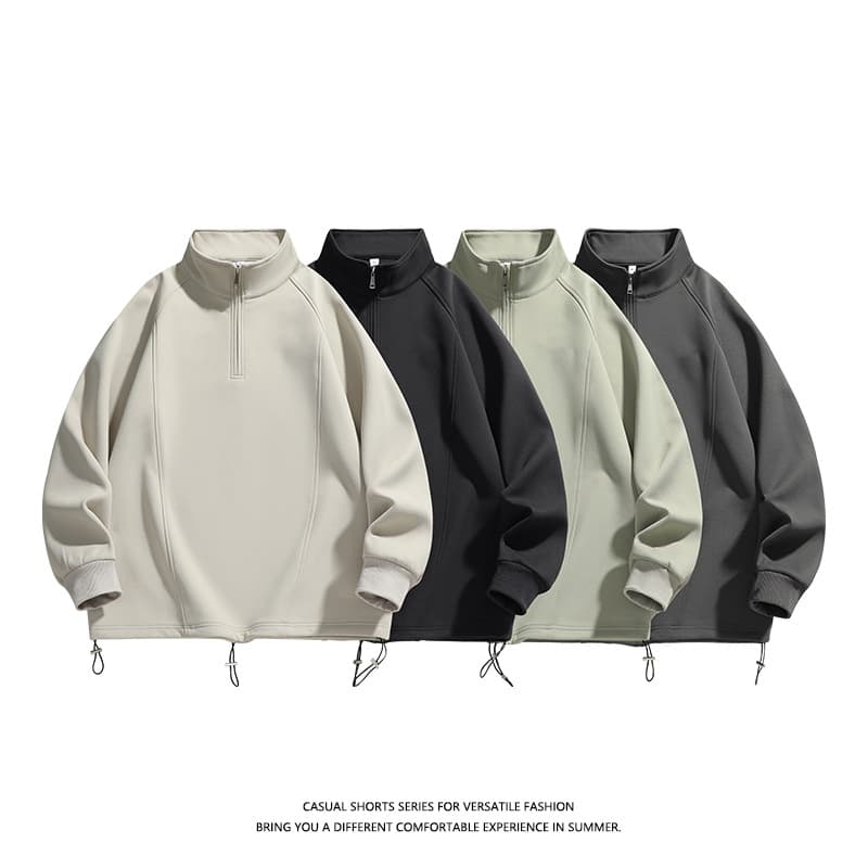 Men's Oversized High-Neck Half-Zip Sweatshirt – Casual Pullover With Ribbed Cuffs (M-8XL)​