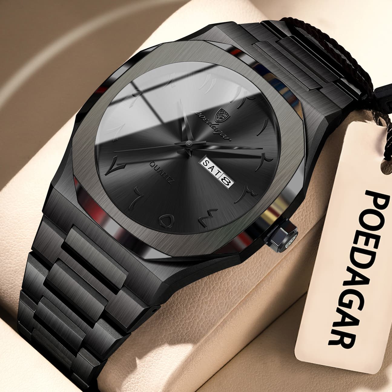 Fashion High Quality Men Clock Date Week Waterproof Watch For Man Quartz Stainless Steel Luxury Men's Watches Reloj+Box