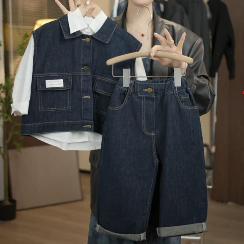 Kids’ Clothing Boys Spring And Autumn Shirt Suits For Children Handsome Vests Baby Boys' Jeans Two Piece Suits