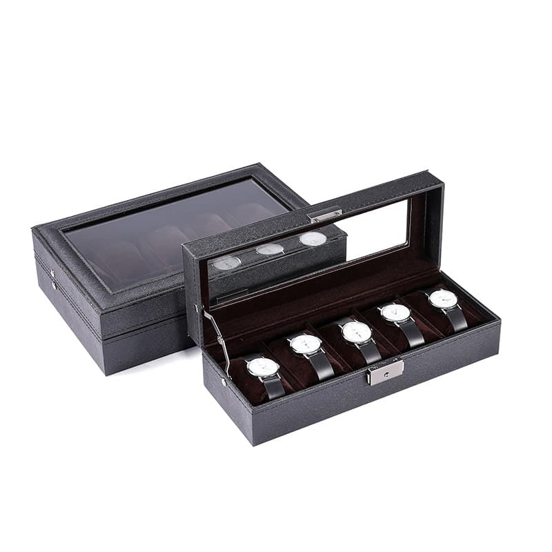 Watch Box 5-bit Premium PU Leather Plush Lock 10-bit Watch Box