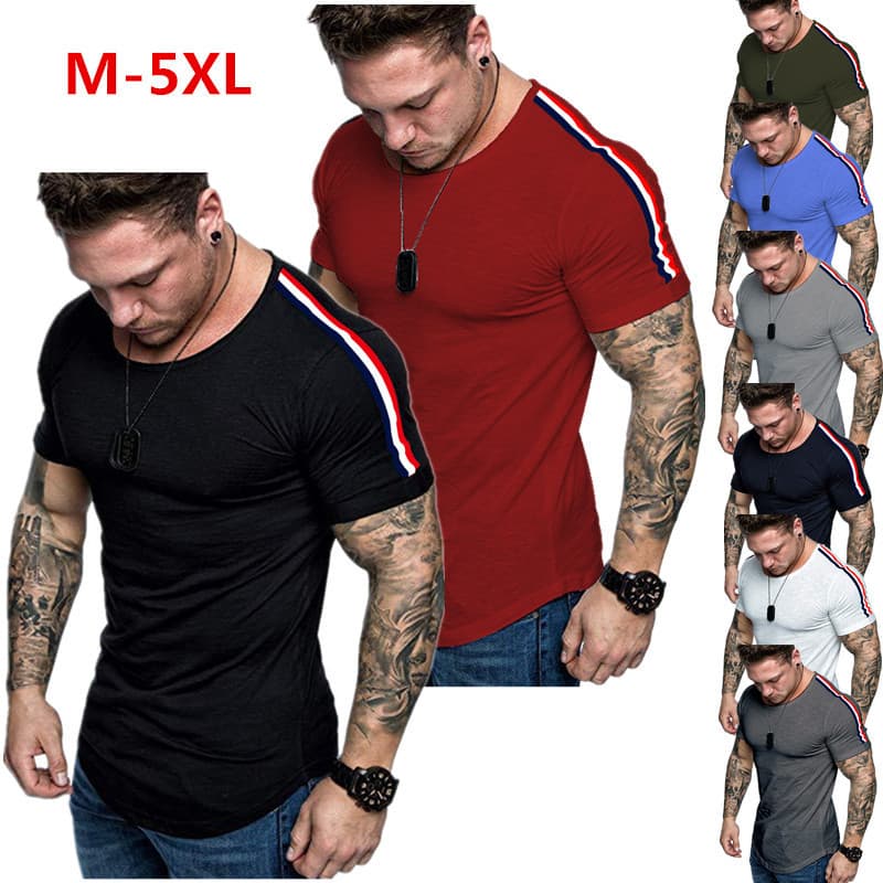 2020 Summer New Fashion Large Men's Short Sleeve Shoulder Panel Design T-shirt For Men