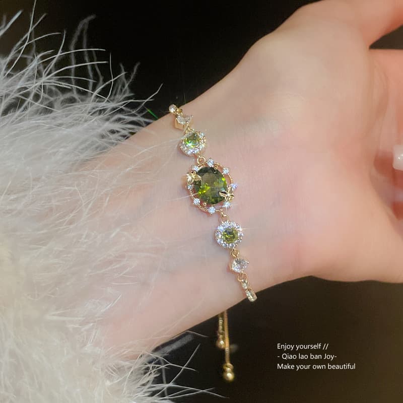 Real Gold Plated Butterfly Diamond-Studded Adjustable French Style Elegant Bracelet Light Luxury High-End Jewelry
