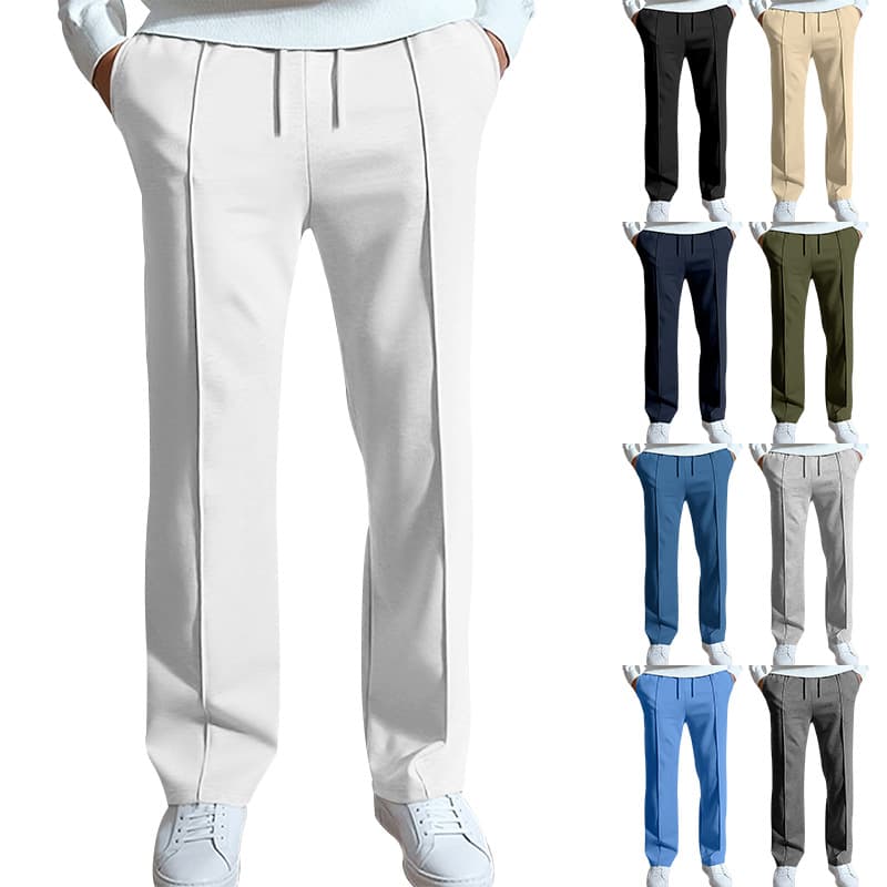 Men's Clothing New Men's Casual Trousers Men's Solid Color Sports High Waist Drawstring Trousers Large Size