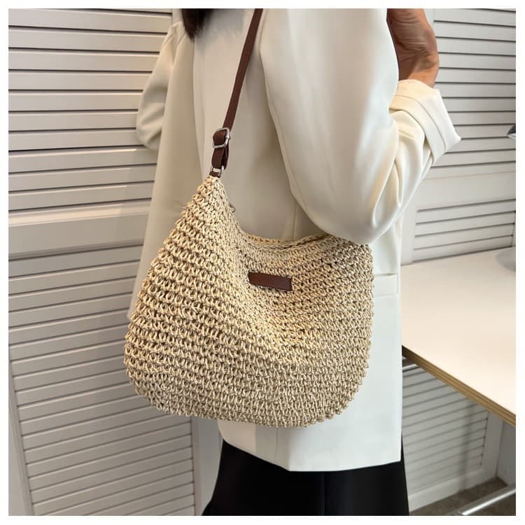 Minimalist Woven Straw Bag For Women - Spring Summer Fashion Crossbody Tote
