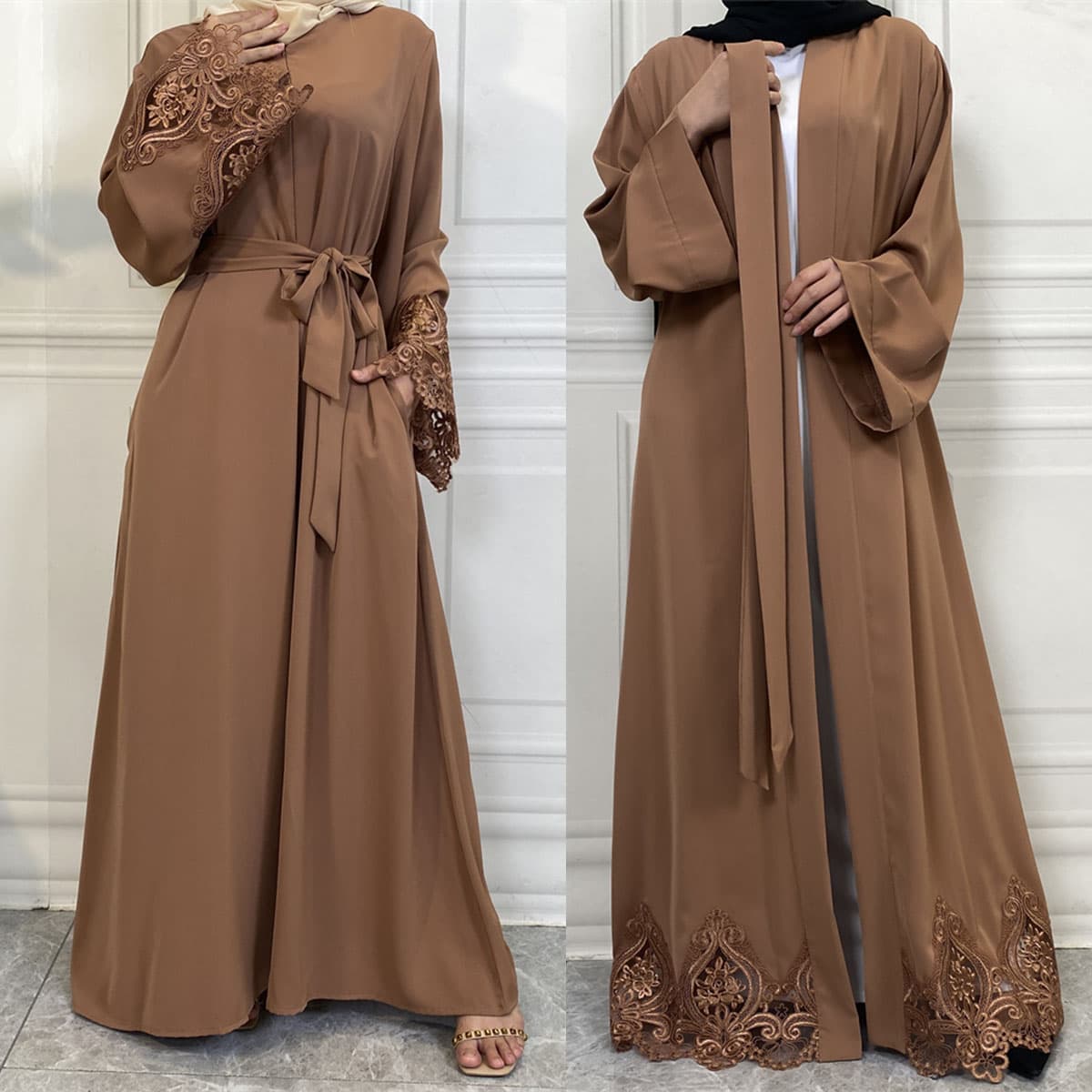 New Muslim Abaya Dress Dubai Long Woman Evening Dress Moroccan Caftan Mom Front Zipper Nida Design Female Dress Turkish Dresses