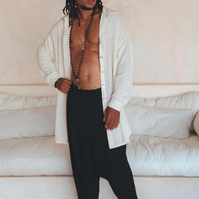 Men's Clothing Men's New Long Sleeved Button Down Mid Length Shirts Casual Vacation Style Tops For Men