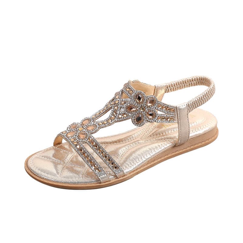 Flat Rhinestone Sandals Comfortable Summer Shoes For Women