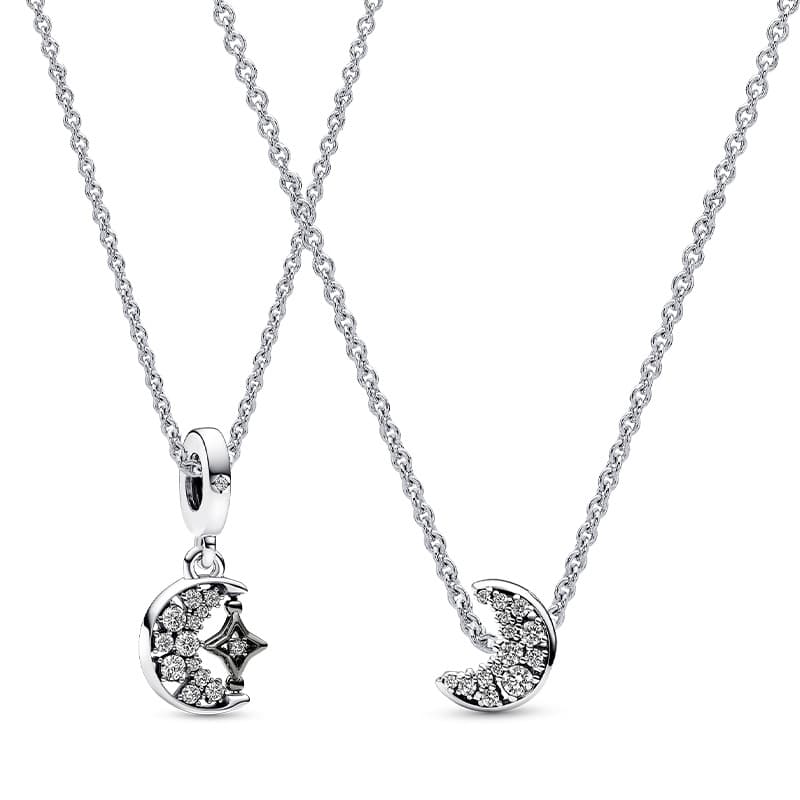 Silver DIY Collar Chain Sparkling Stars And Moons Like Dreams Finished Necklace Set
