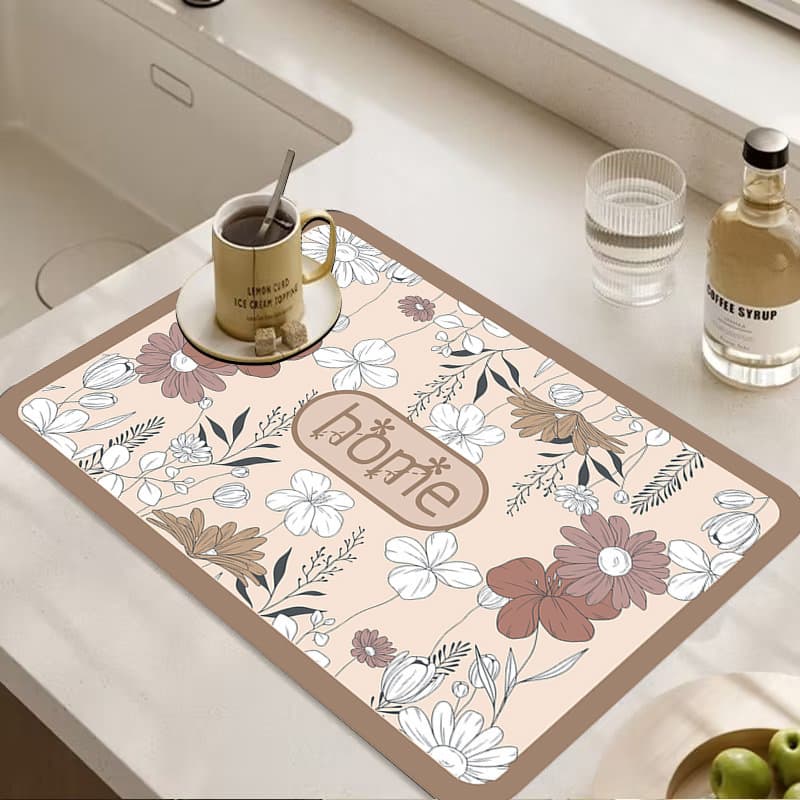 Diatom Mud Kitchen Drain Mat Countertop Absorbent Table Mat Home Cup Dish Drying Mat Anti-Slip Anti-Stain Dining Table Mat
