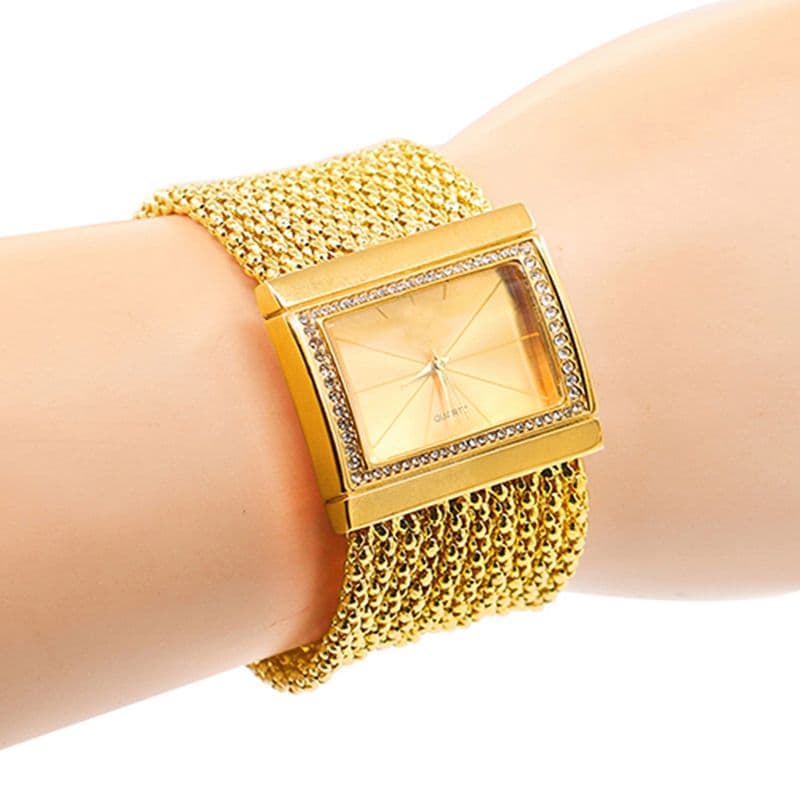 Yamaler Women Fashion Multi-layer Beads Analog Quartz Alloy Band Bracelet Wrist Watch