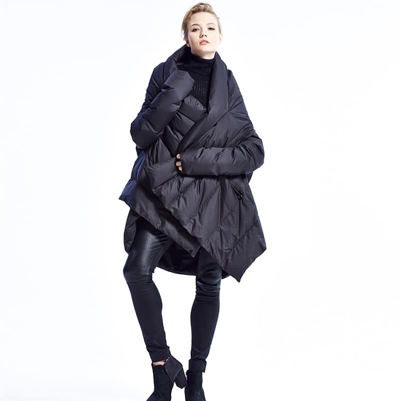 Mid-length Down And Thick Loose Plus-size Women's Down Jacket Shawl White Down Women's Down Jacket