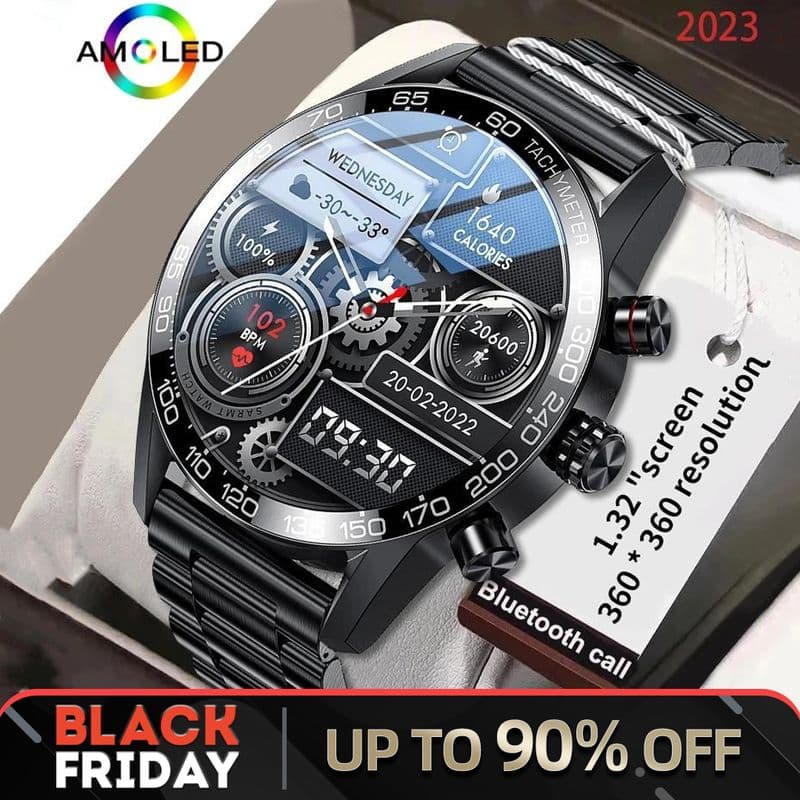 Lige 360 AMOLED HD Screen For Men Smart Watch Bluetooth Calling Smartwatch 2023 Fashion Business Clock New Smartband Man