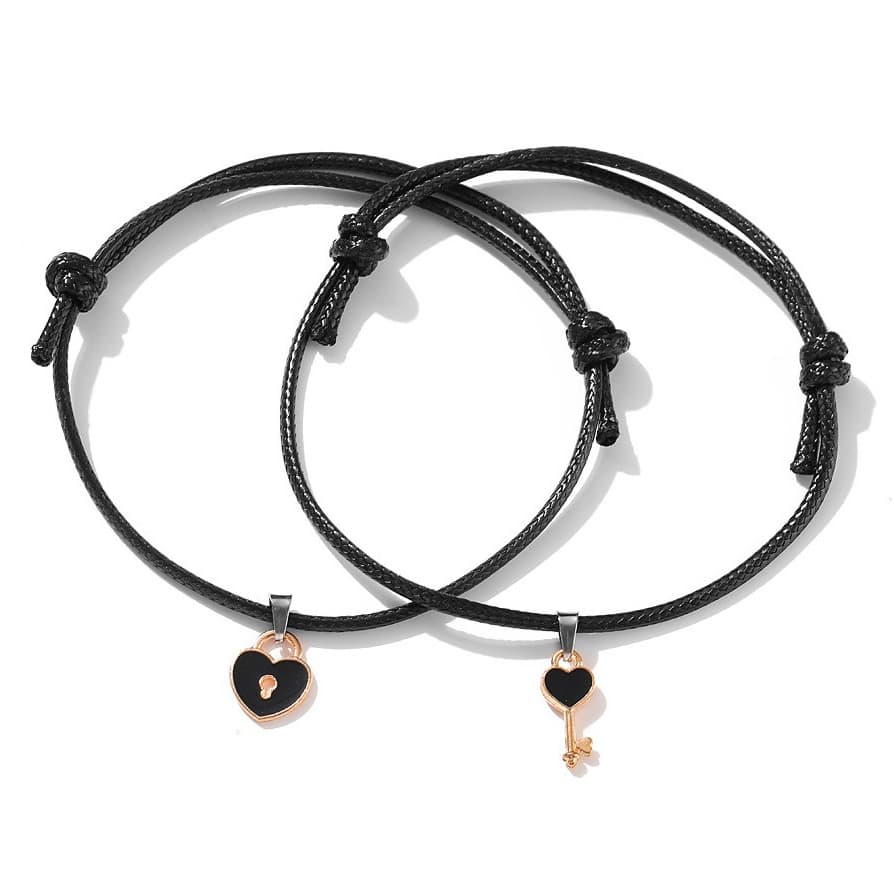 hot selling creative small key love couple bracelet simple personality black bracelet retro girlfriend bracelet