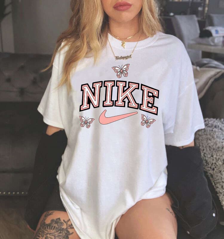 NIKE-New Cotton Fashion Sense Printing Short-sleeved T-shirt Female Summer Tide Loose Hundred Tops