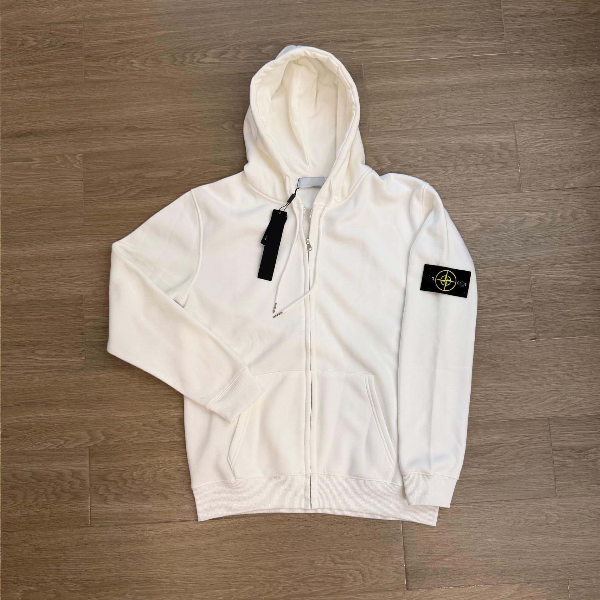 Sweat-shirt à capuche zippé pour homme, style automne/hiver, doublure polaire, marque tendance, veste cardigan brodée