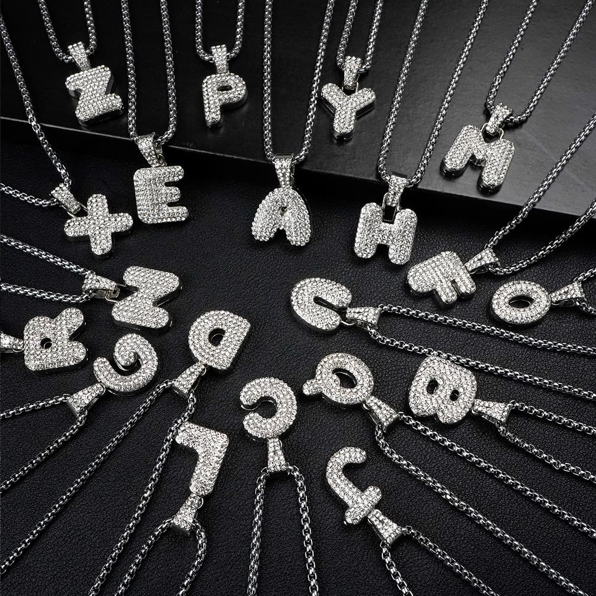 Hot Selling Men's Jewelry Fashion 26 Letters Pendant Necklace Diamond Clavicle Necklace
