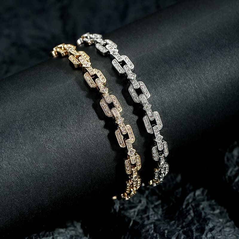 Cross-Border European And American Cuban Chain Men's Hip-Hop Moissanite Bracelet Jewelry Accessory Light Luxury High-End