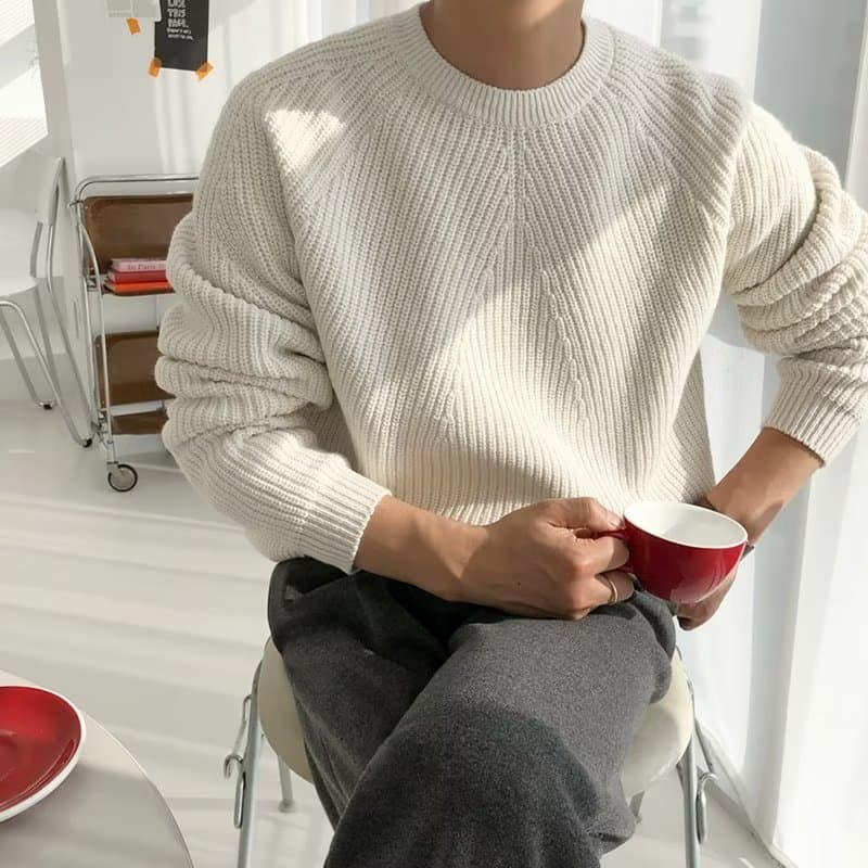 Men's Clothing New Autumn And Winter Solid Color Sweater For Men Couples Round Neck Pullover Loose Knitted Sweater