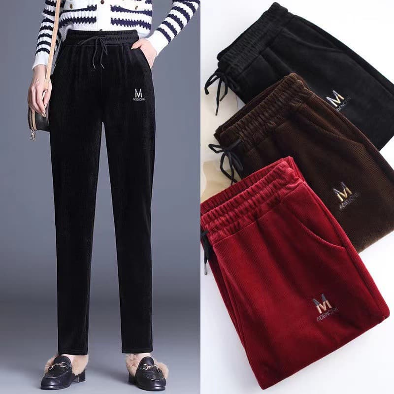 Women's Clothing New Middle aged and Elderly Women's Thick Mom Pants Corduroy 5D Casual Pants Corduroy Thin Strip Women's Pants Stall Goods