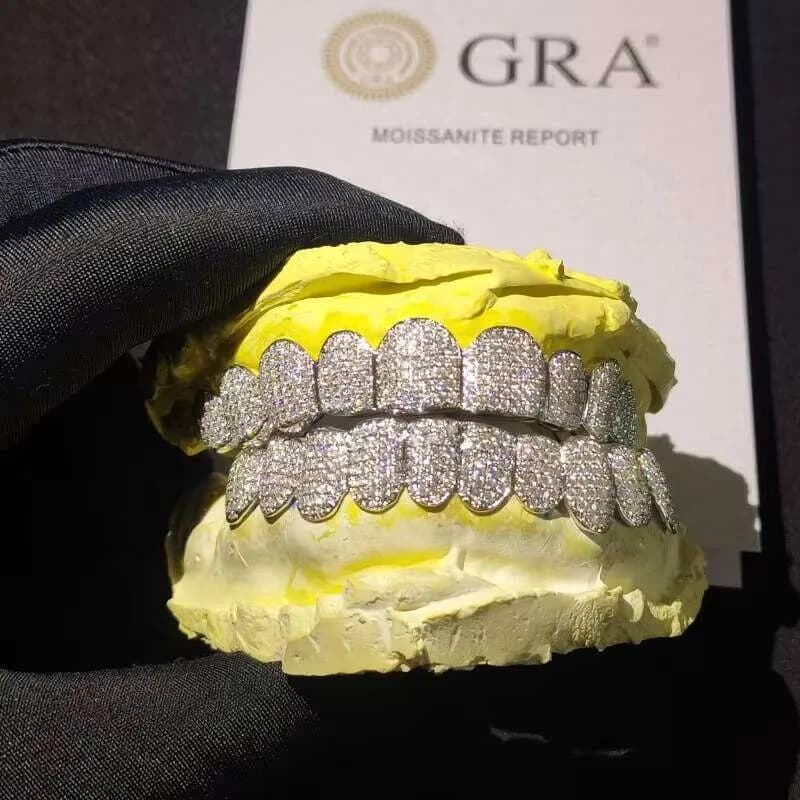 Custom Moissanite S Teeth Grillz Sier 6 Dia Bling Tooth Grills For Men Women High-End Jewelry Pass Test