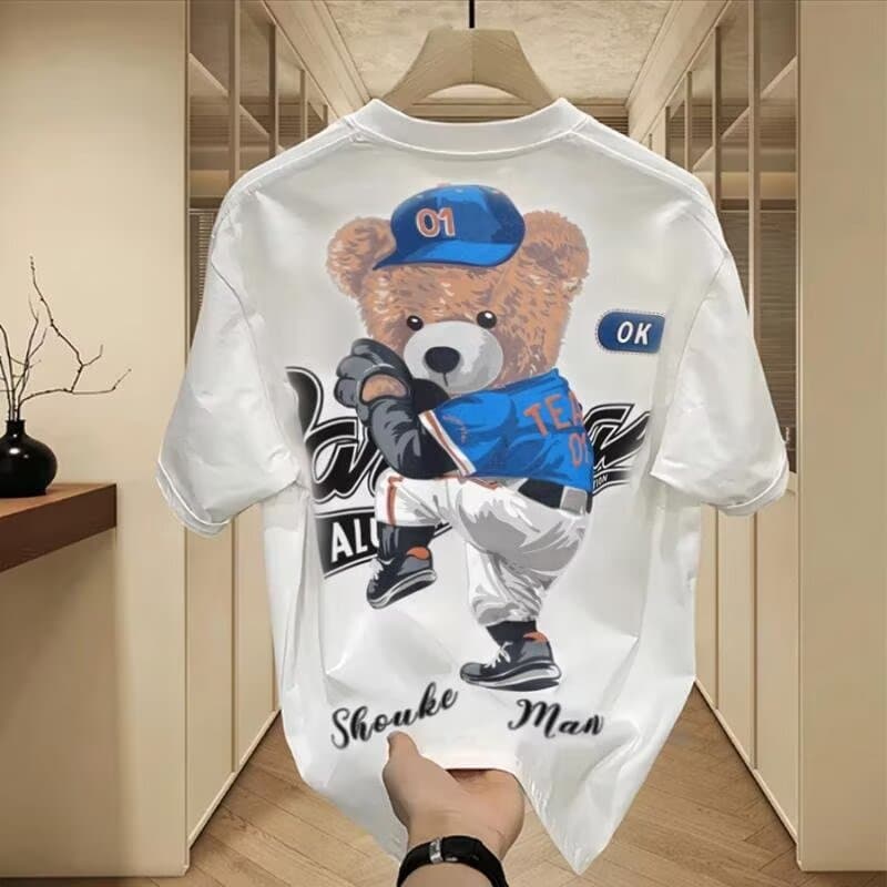 Men's Clothing High end pure cotton short sleeved T shirt men's summer 2024 new style trend round neck half sleeved white T shirt men's tops