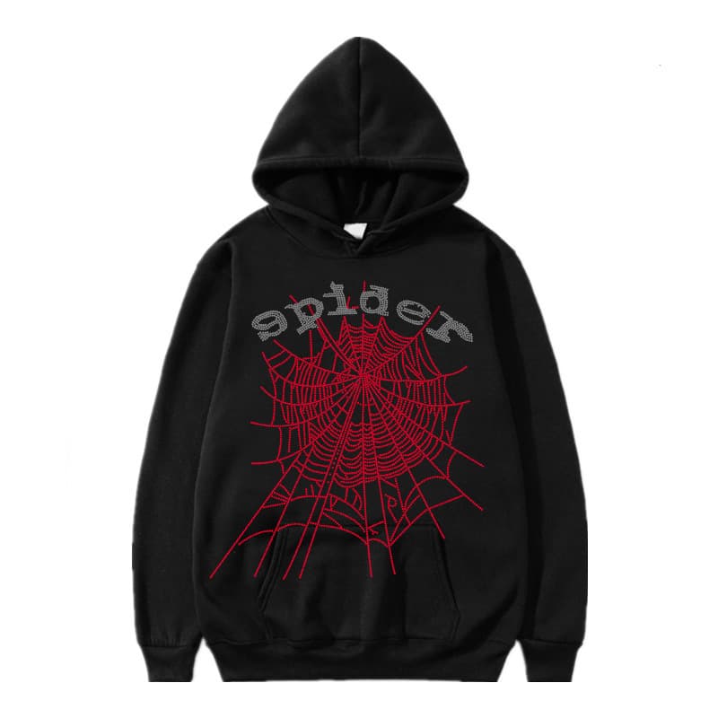 Pull à capuche Singer Letter Sp5der Spider Web Hot Diamond pour homme et femme, idéal pour le printemps et l'automne